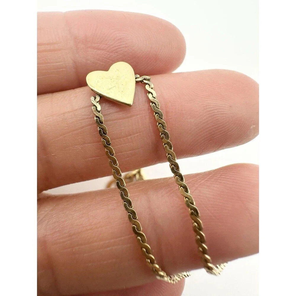 Danecraft Sterling Silver Gold Vermeil Heart Serpentine Chain Bracelet 7”